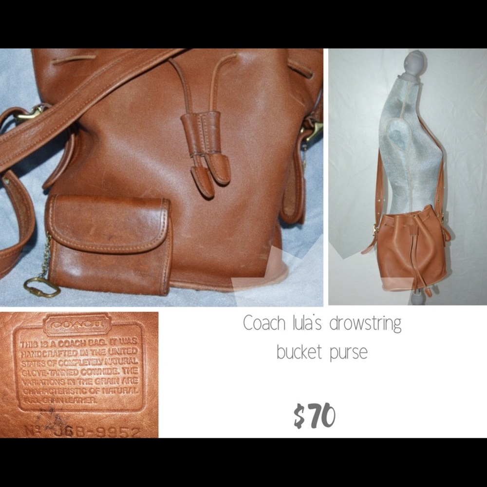 Leather coach bag with mini matching coin bag